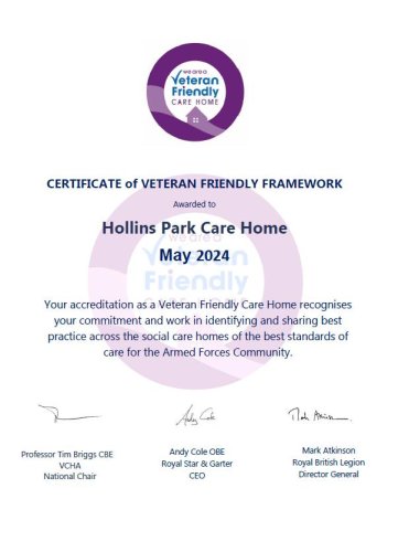 Photo post from Hollins Park Care Home.