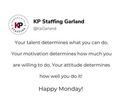 Photo post from KP Staffing Agency (Garland Branch).