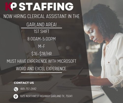 Photo post from KP Staffing Agency (Garland Branch).