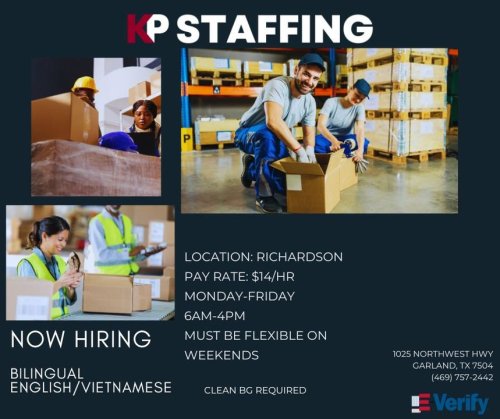 Photo post from KP Staffing Agency (Garland Branch).