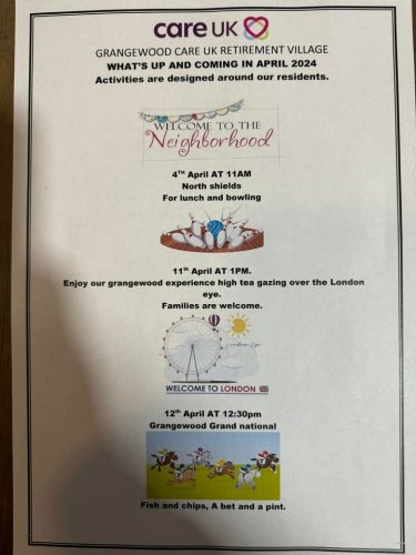 Carousel post from Grangewood Care Home.