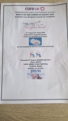 Carousel post from Grangewood Care Home.