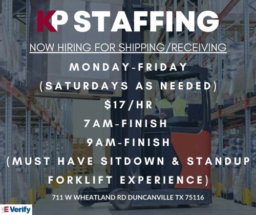 Photo post from KP Staffing Agency (Duncanville Branch).