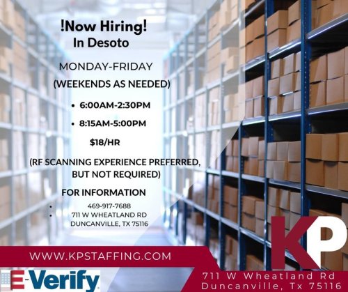 Photo post from KP Staffing Agency (Duncanville Branch).