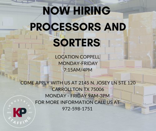 Photo post from KP Staffing Agency (Carrollton Branch).