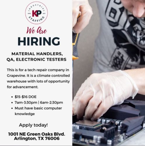 Photo post from KP Staffing Agency (Arlington Branch).