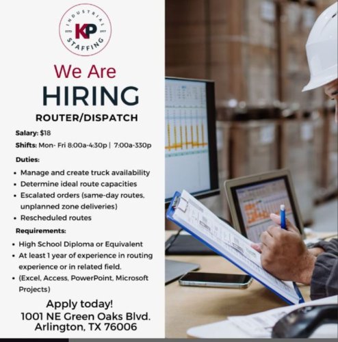 Photo post from KP Staffing Agency (Arlington Branch).