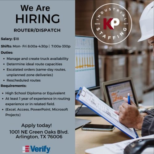 Photo post from KP Staffing Agency (Arlington Branch).
