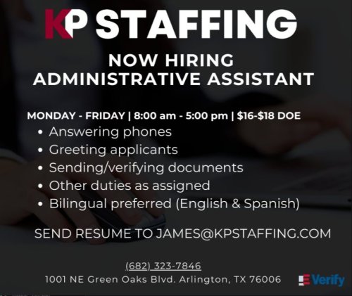 Photo post from KP Staffing Agency (Arlington Branch).