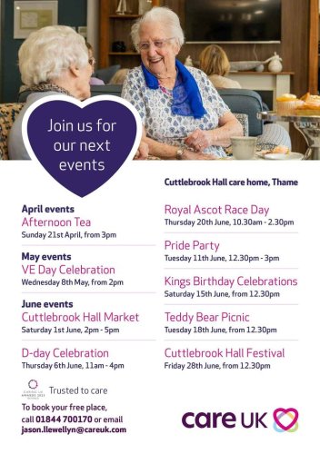 Photo post from Cuttlebrook Hall Care Home.