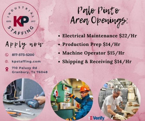 Photo post from KP Staffing Agency (Granbury Branch).