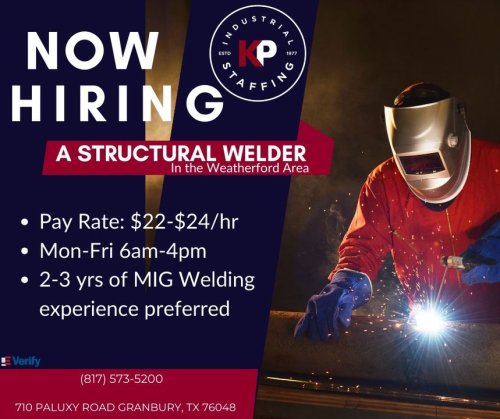 Photo post from KP Staffing Agency (Granbury Branch).