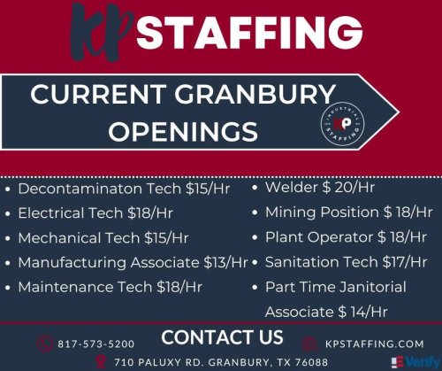 Photo post from KP Staffing Agency (Granbury Branch).