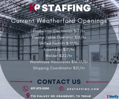 Photo post from KP Staffing Agency (Granbury Branch).