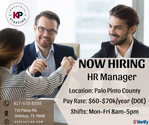 Photo post from KP Staffing Agency (Granbury Branch).