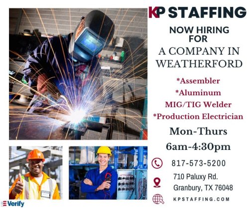 Photo post from KP Staffing Agency (Granbury Branch).