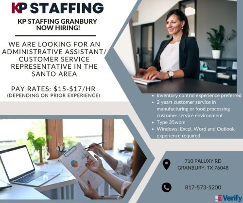 Photo post from KP Staffing Agency (Granbury Branch).