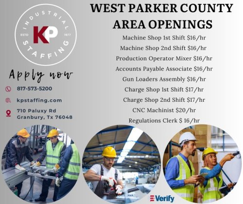 Photo post from KP Staffing Agency (Granbury Branch).