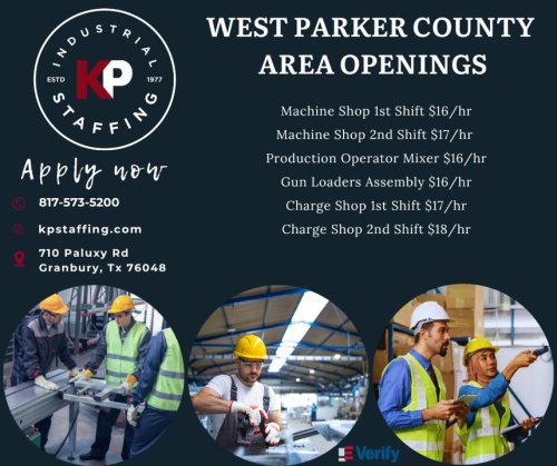 Photo post from KP Staffing Agency (Granbury Branch).