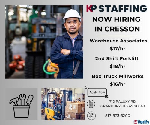Photo post from KP Staffing Agency (Granbury Branch).