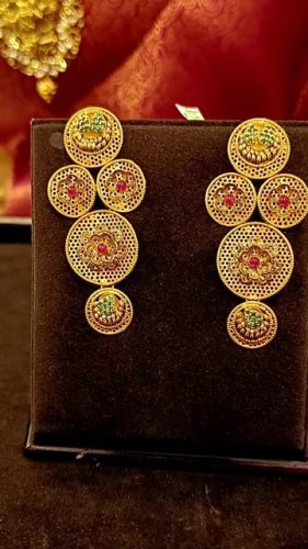 Buy Bridal Wear Gold Jhumkas Design Ruby Stone Gold Plated Jhumkas for  Wedding