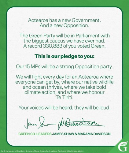 Photo post from @NZGreens.