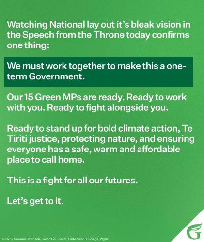 Photo post from @NZGreens.