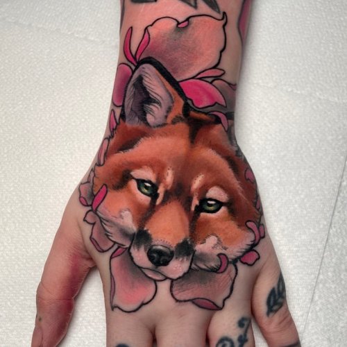 arm tattoo of two demon foxes on Craiyon
