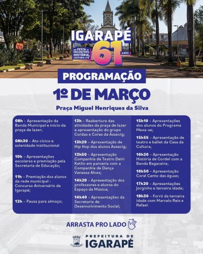 Carousel post from prefeituradeigarape.