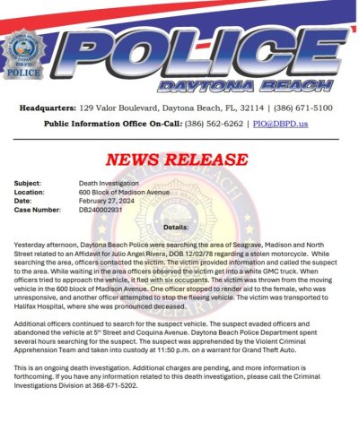 Carousel post from daytonabeachpolice.