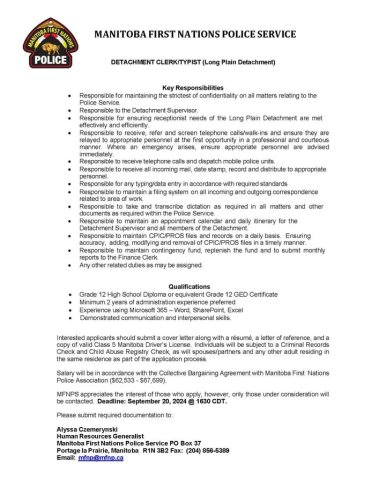 Photo post from Manitoba First Nations Police Service.