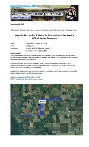 Photo post from Manitoba First Nations Police Service.