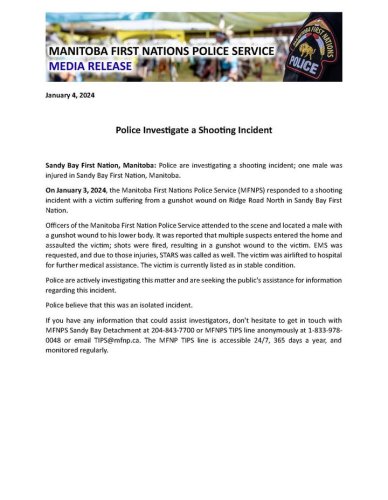Photo post from Manitoba First Nations Police Service.