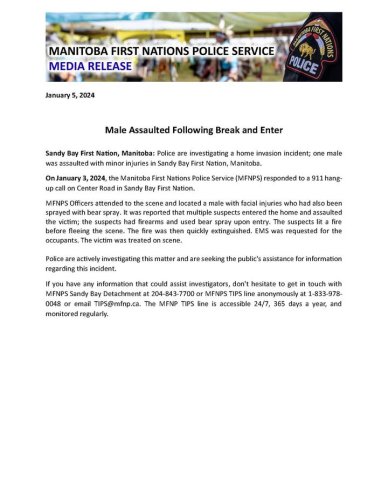 Photo post from Manitoba First Nations Police Service.