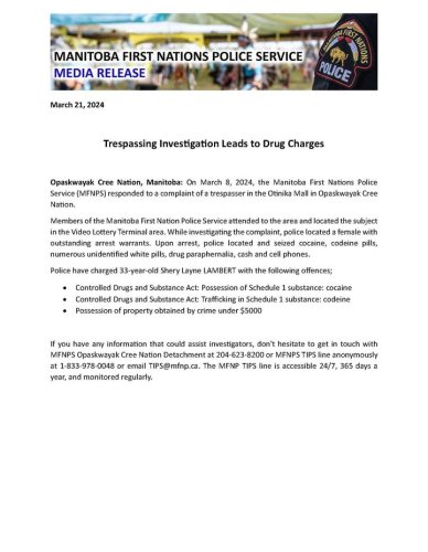 Photo post from Manitoba First Nations Police Service.