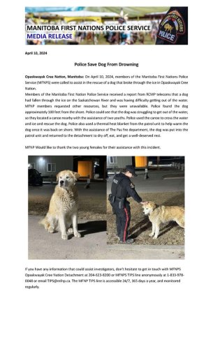 Photo post from Manitoba First Nations Police Service.