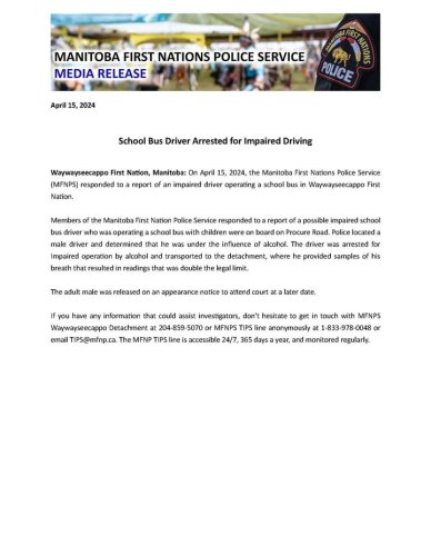 Photo post from Manitoba First Nations Police Service.