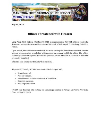 Photo post from Manitoba First Nations Police Service.