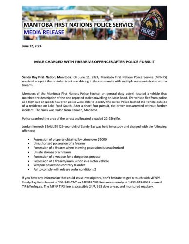 Photo post from Manitoba First Nations Police Service.