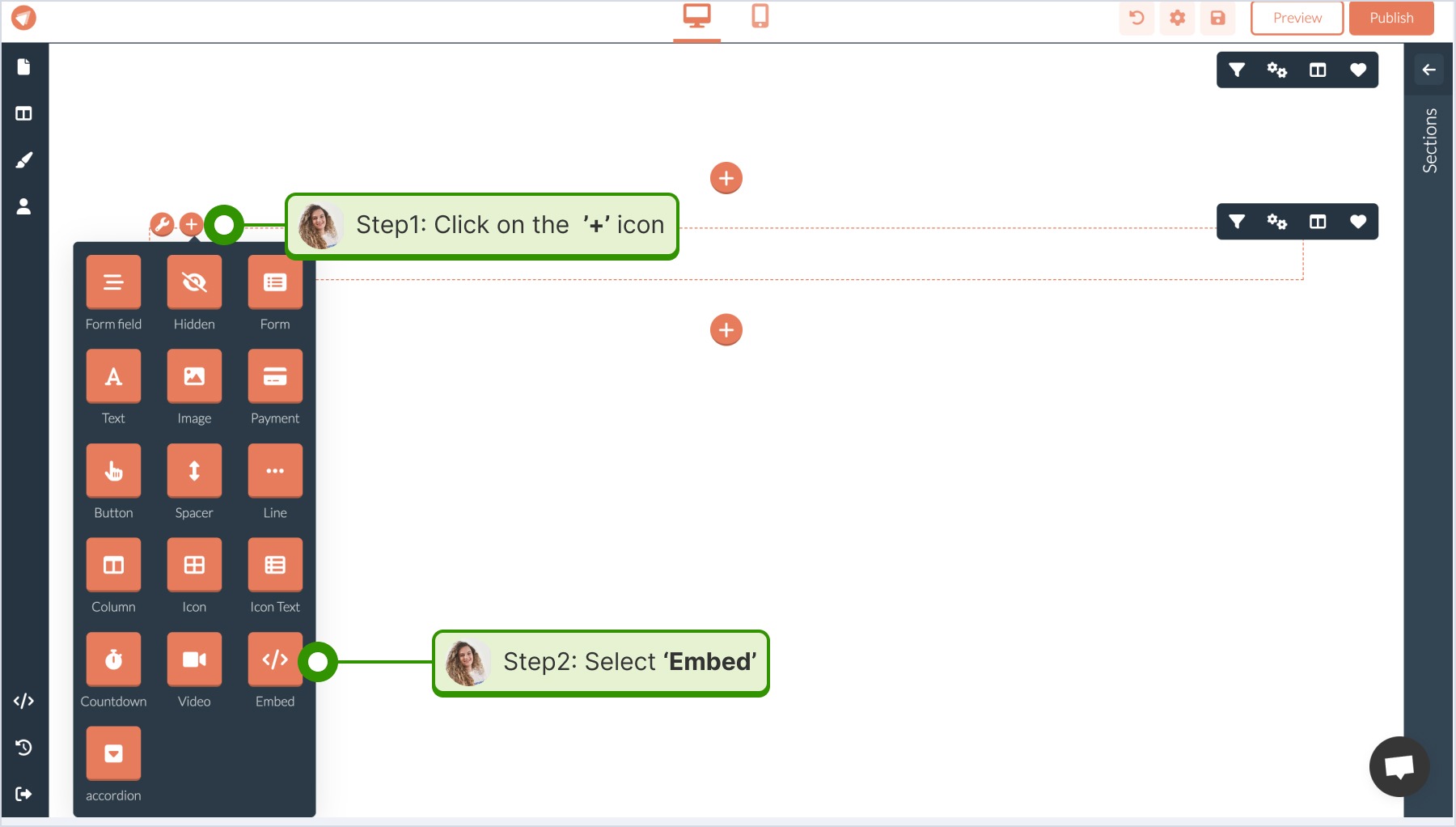 Adding an Embed block