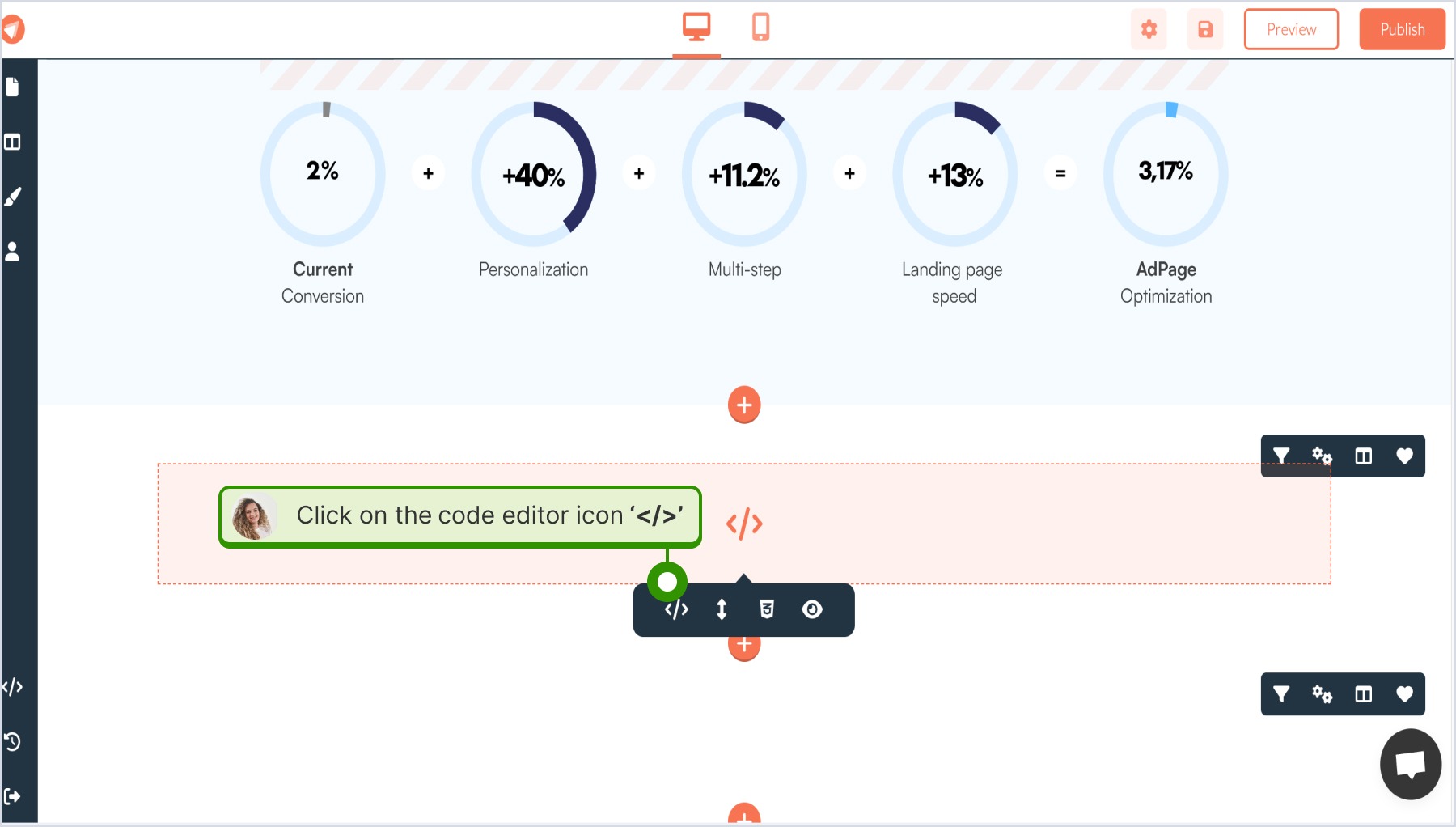 Clicking on the code editor