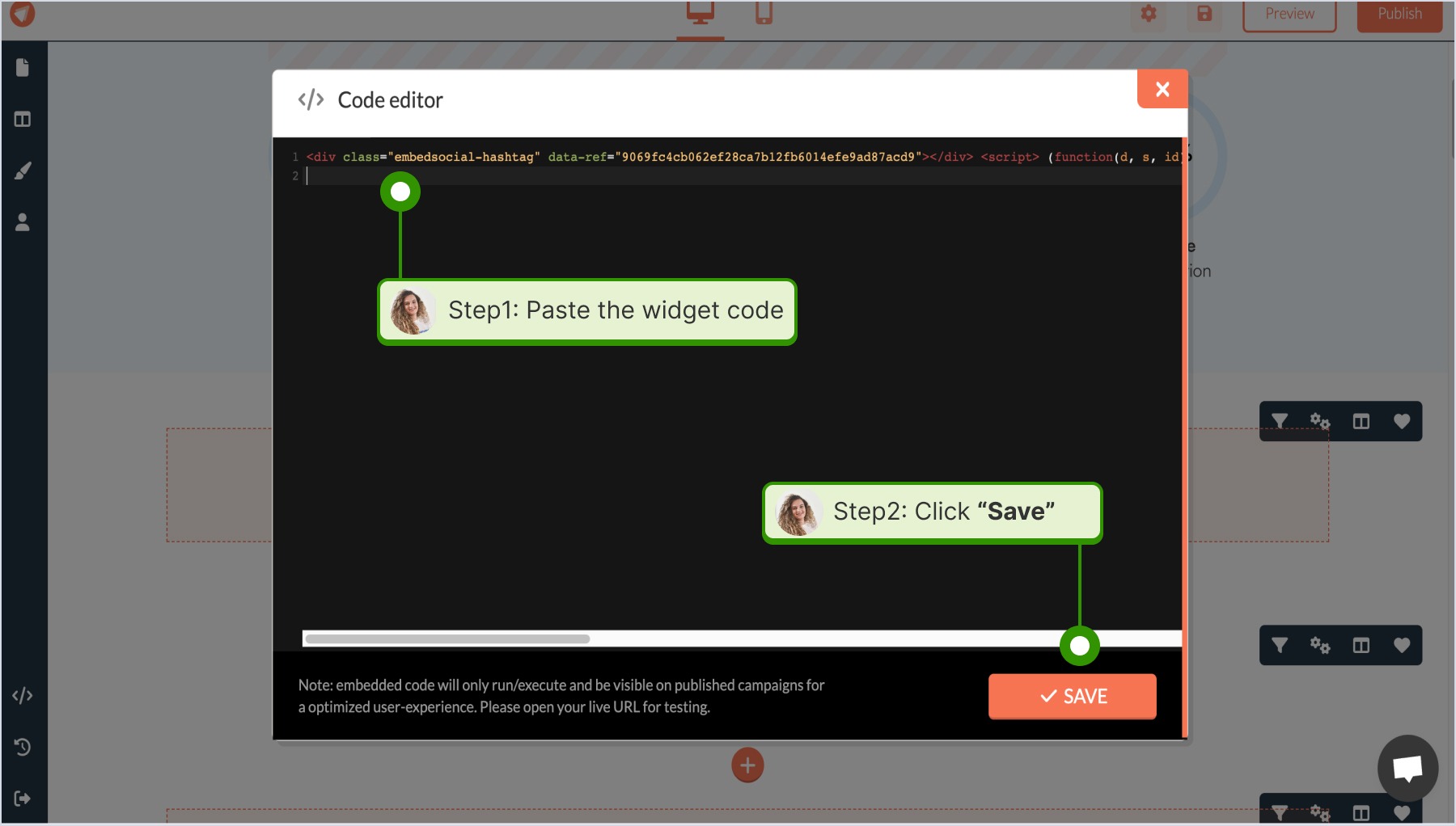 Pasting the code