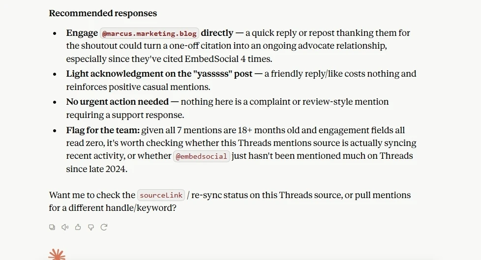 Analyze Threads mentions with Claude automation result