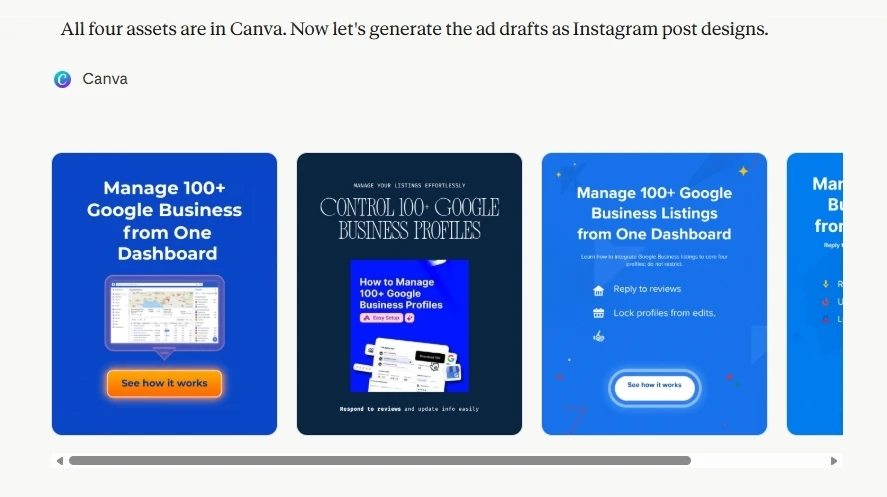 Turn Instagram hashtags into Canva ads automation result