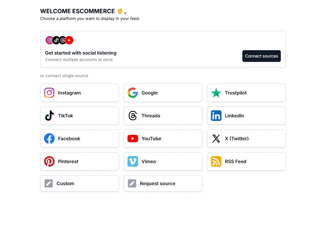 Fuentes admitidas por EmbedSocial