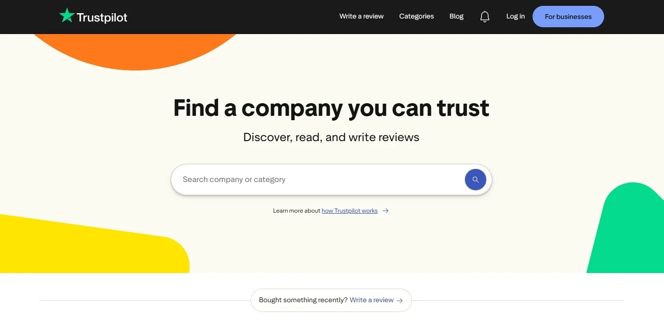 Trustpilot homepage