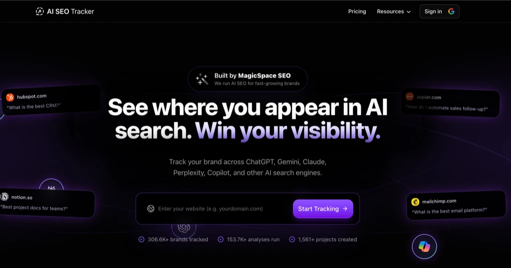 landing page AI SEO Tracker