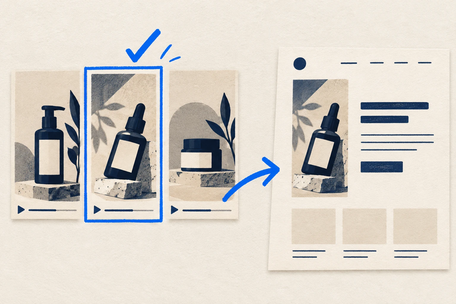 Illustration of creator video stills selected for a website page, not a product screenshot