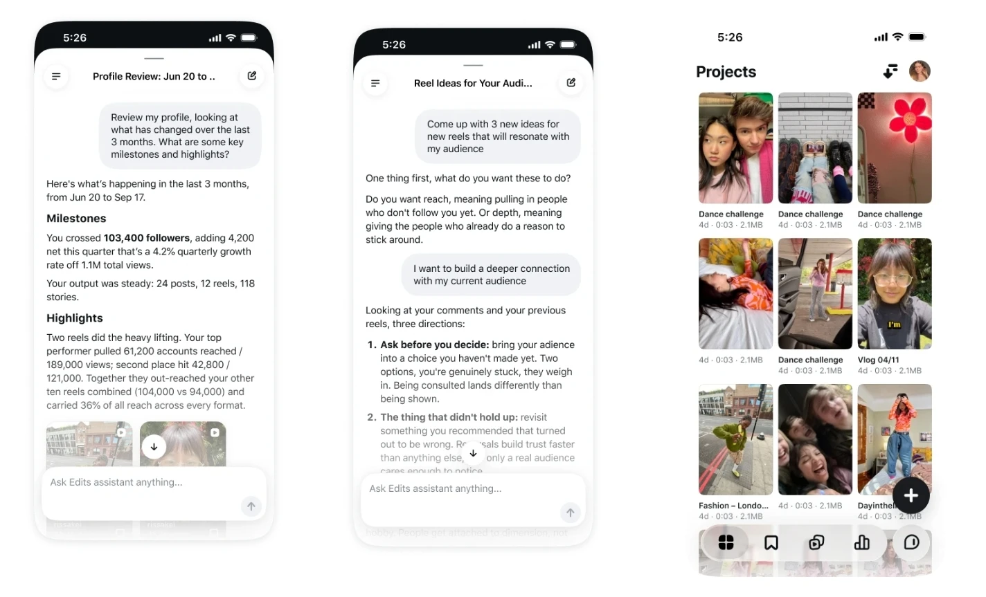Meta adds an AI assistant to Edits
