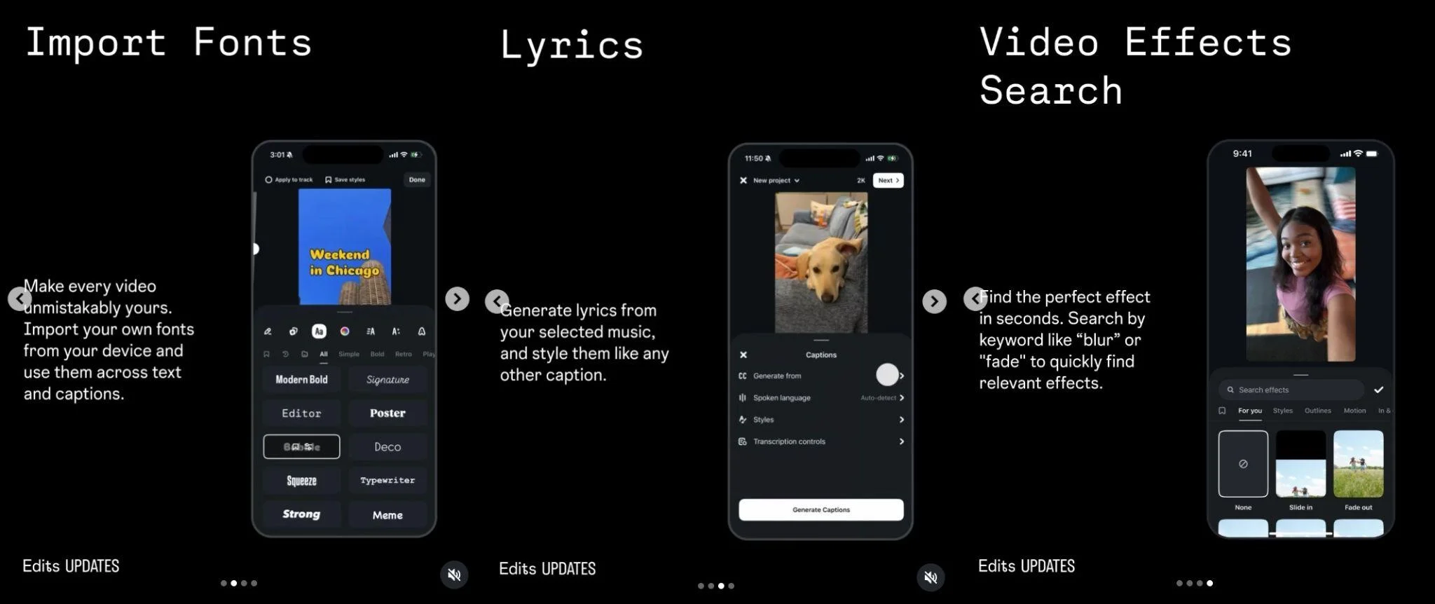edits fonts lyrics and effect search